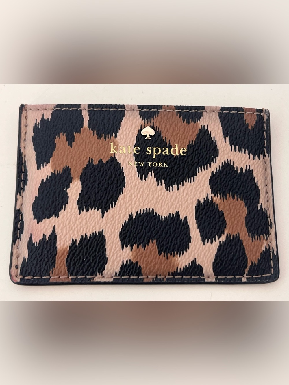 kate Spade Leopard Print Card Case Compact Wallet